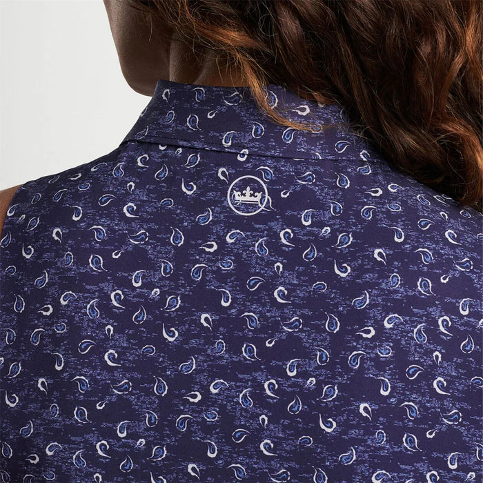 Peter Millar Womens Carner Tossed Paisley Sleeveless Sport Dress - Navy