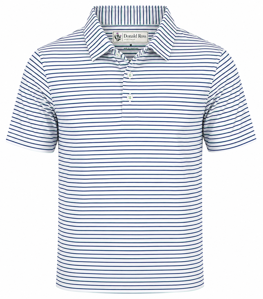 Donald Ross Mens Classic Fit TORONTO Polo - WHITE / NAVY / CAPRI