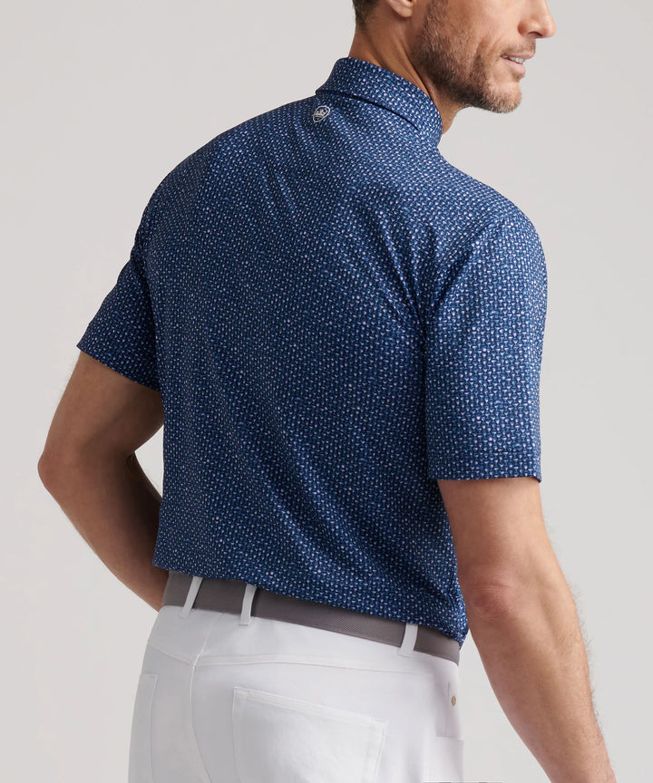 Peter Millar Men's Classic Fit Sidecar Performance Jersey Polo - NAVY