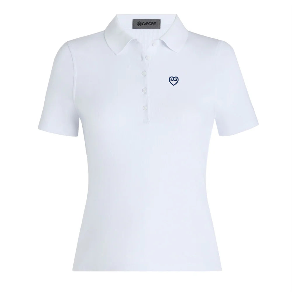 G/FORE WOMENS RIBBED TECH NYLON POLO - SNOW