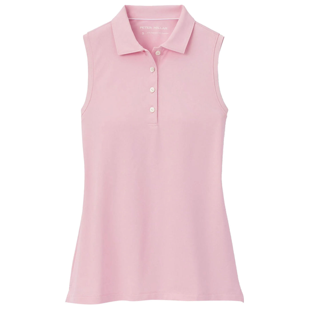 Peter Millar Womens Banded Sport Mesh Sleeveless Polo - PALMER PINK
