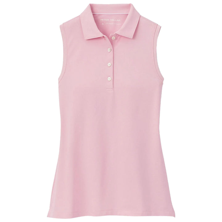 Peter Millar Womens Banded Sport Mesh Sleeveless Polo - PALMER PINK