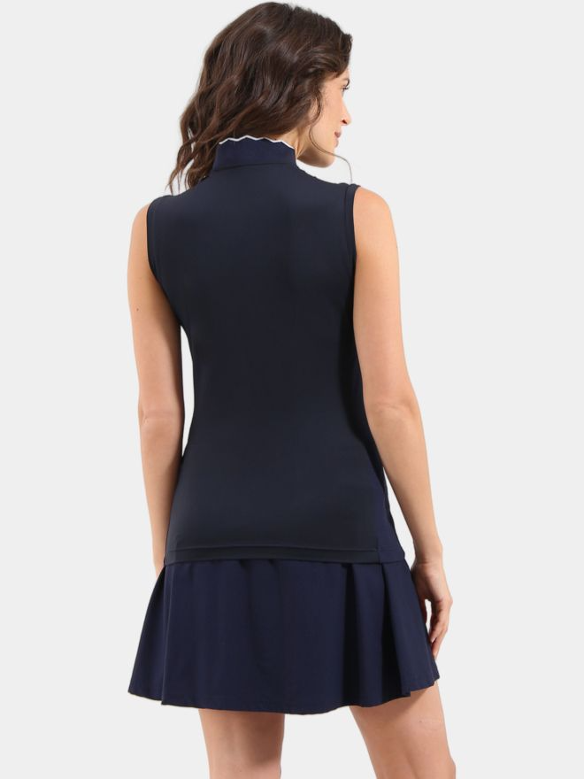 Chervo Women's ASTEROIDE Quarter Zip Sleeveless Polo - NAVY