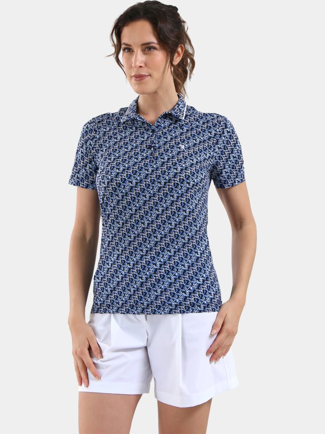 Chervo Women's ADDISABEBA Scribble Print Polo - NAVY / WHITE / BLUE