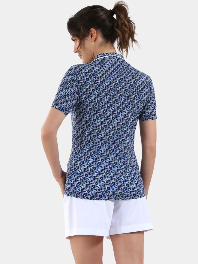 Chervo Women's ADDISABEBA Scribble Print Polo - NAVY / WHITE / BLUE