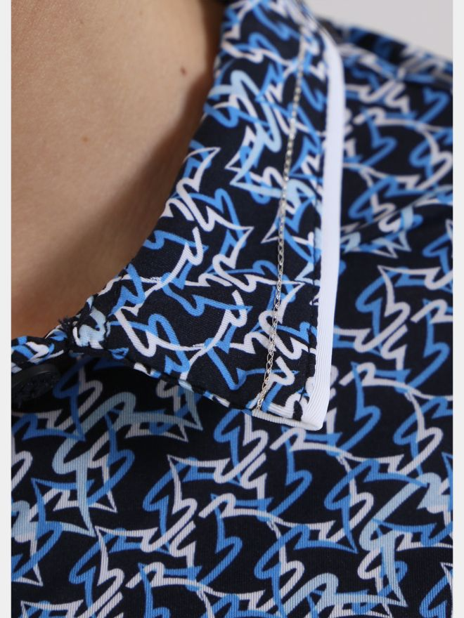 Chervo Women's ADDISABEBA Scribble Print Polo - NAVY / WHITE / BLUE