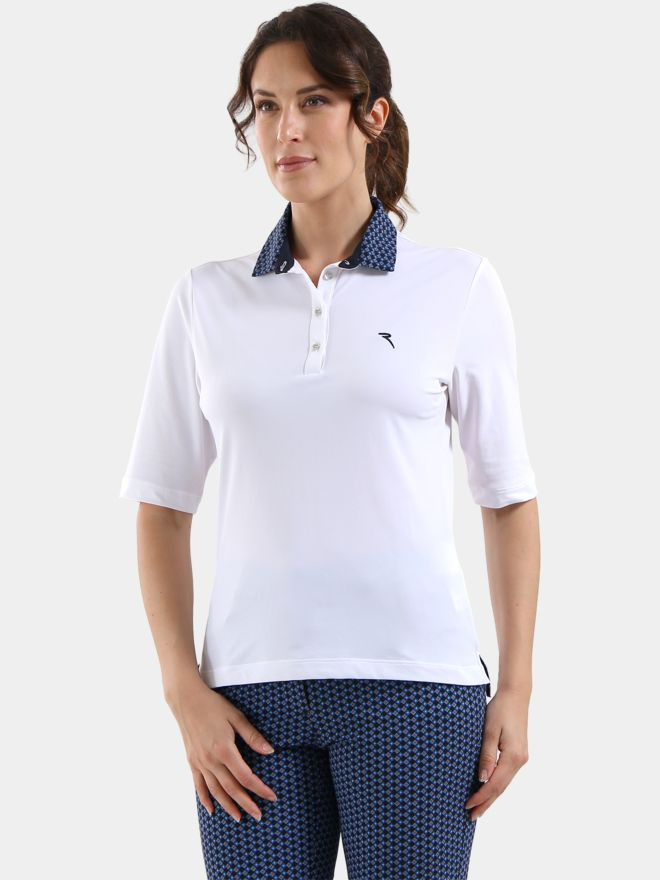 Chervo Women's ALLUME 3/4 Sleeve Pique Polo - WHITE