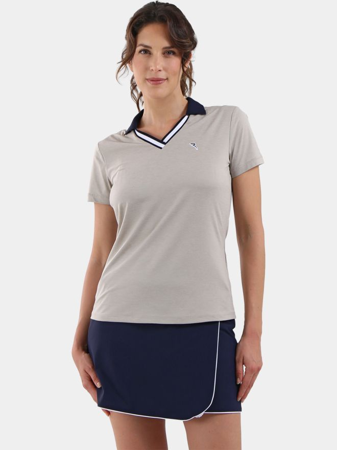 Chervo Women's AMBROSE Short Sleeve Lightweight Polo - BEIGE