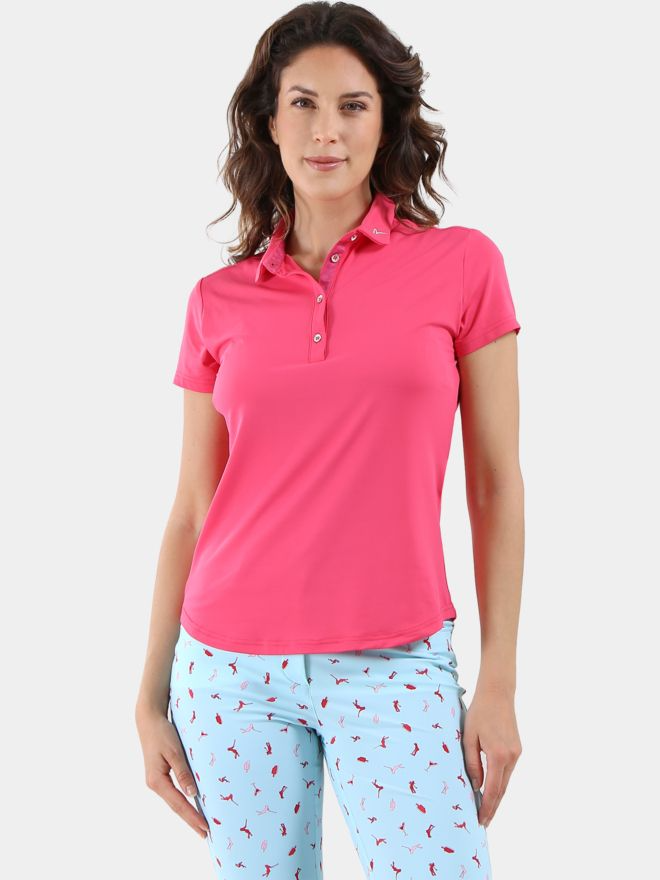 Chervo Women's ASHER Short Sleeve Lightweight Polo - PINK