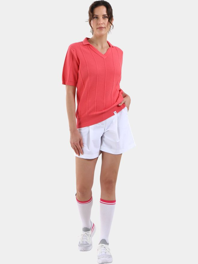 Chervo Women's NASSA 3/4 Sleeve Knitted Cotton Polo - ROSE