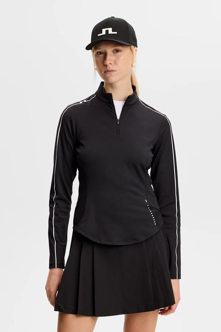 J.Lindeberg Women's Adiola Quarter Zip Mid Layer - BLACK