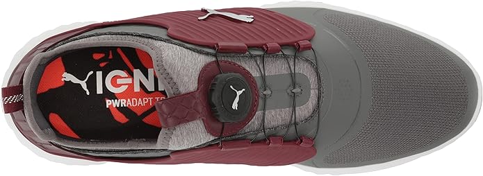 Puma Men's TOUR EDITION - IGNITE PWRAdapt Caged DISC Golf Shoes - QUIET SHADE - PUMA SILVER - ZINFANDEL