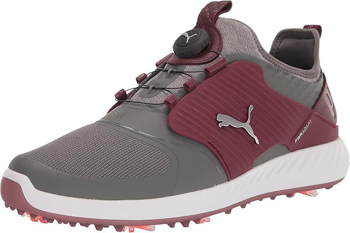 Puma Men's TOUR EDITION - IGNITE PWRAdapt Caged DISC Golf Shoes - QUIET SHADE - PUMA SILVER - ZINFANDEL