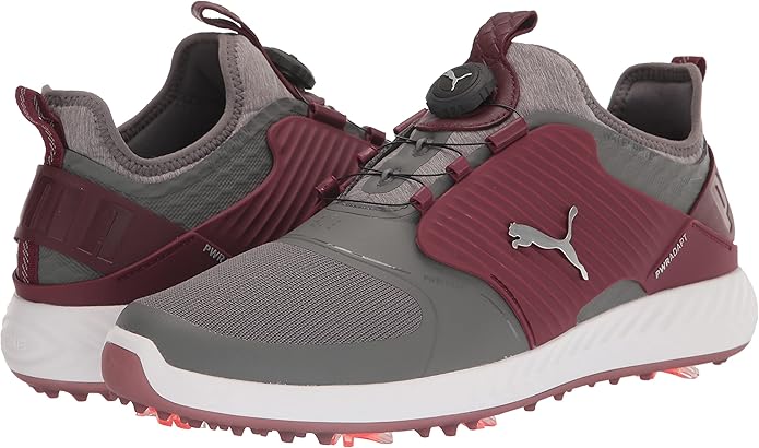 Puma Men's TOUR EDITION - IGNITE PWRAdapt Caged DISC Golf Shoes - QUIET SHADE - PUMA SILVER - ZINFANDEL