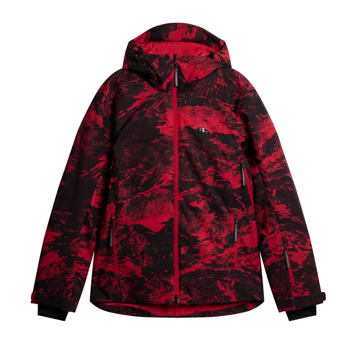 J.Lindeberg Men's ACE Printed Ski Jacket - MOUNTAIN GLITCH RED