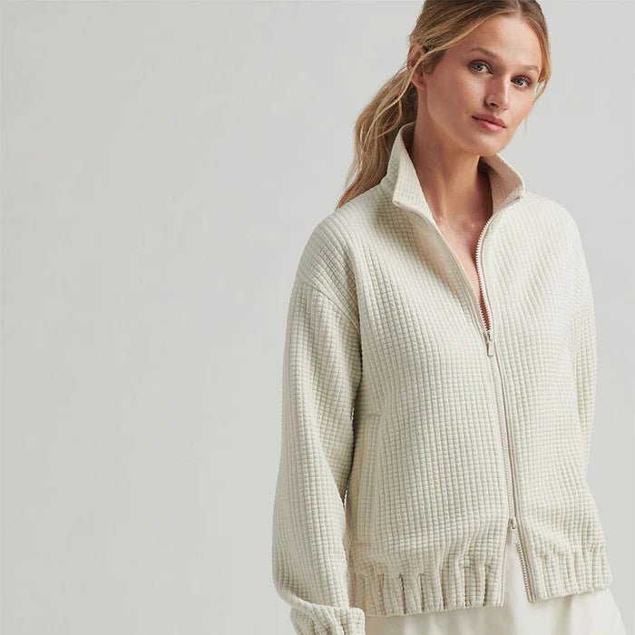 Peter Millar Women's Flora Knit Jacquard Full-Zip Layer - STONE