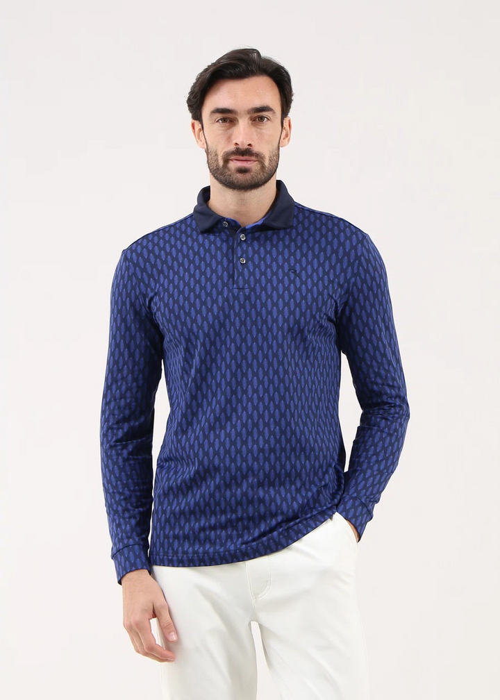 Chervo Men's ARRIVISTA Pro-Therm® Thermal Longsleeve Printed Polo - NAVY