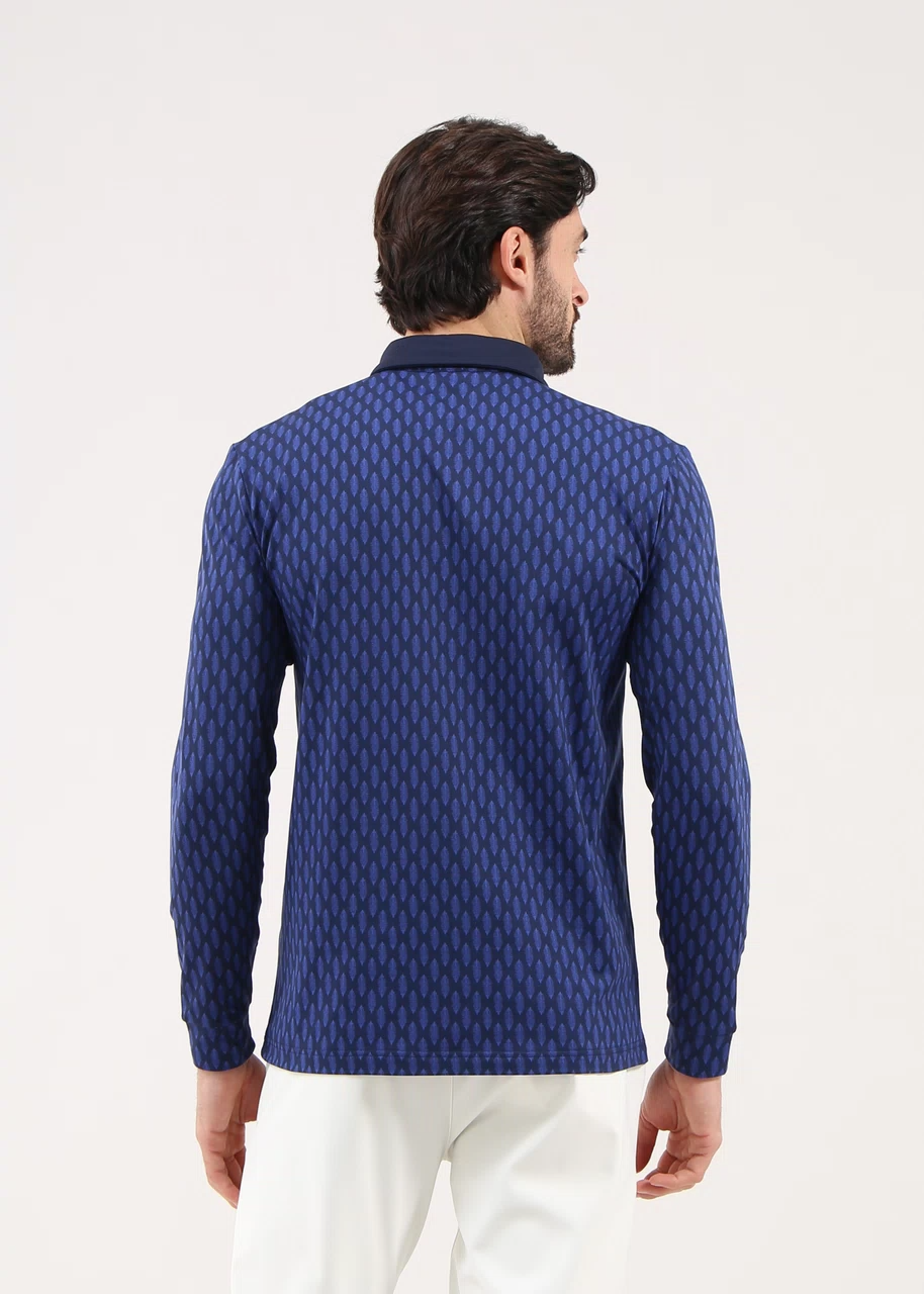 Chervo Men's ARRIVISTA Pro-Therm® Thermal Longsleeve Printed Polo - NAVY
