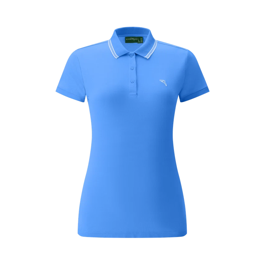 Chervo Women's ALTALENA Short Sleeve Pique Polo - LIGHT BLUE