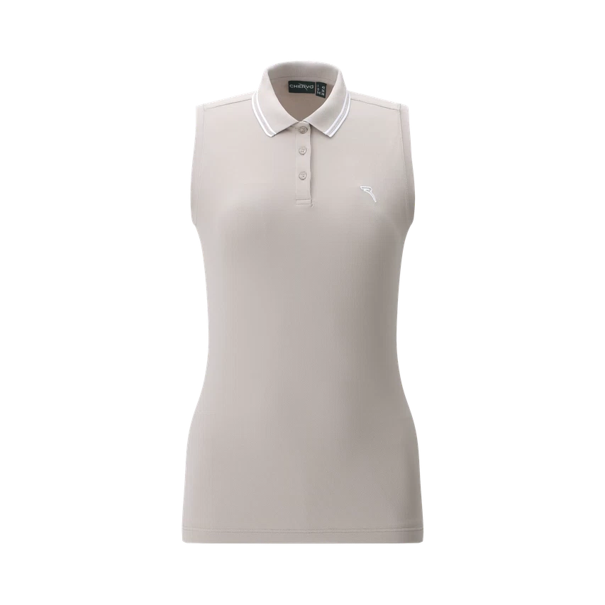Chervo Women's AMACA Sleeveless Pique Polo - BEIGE