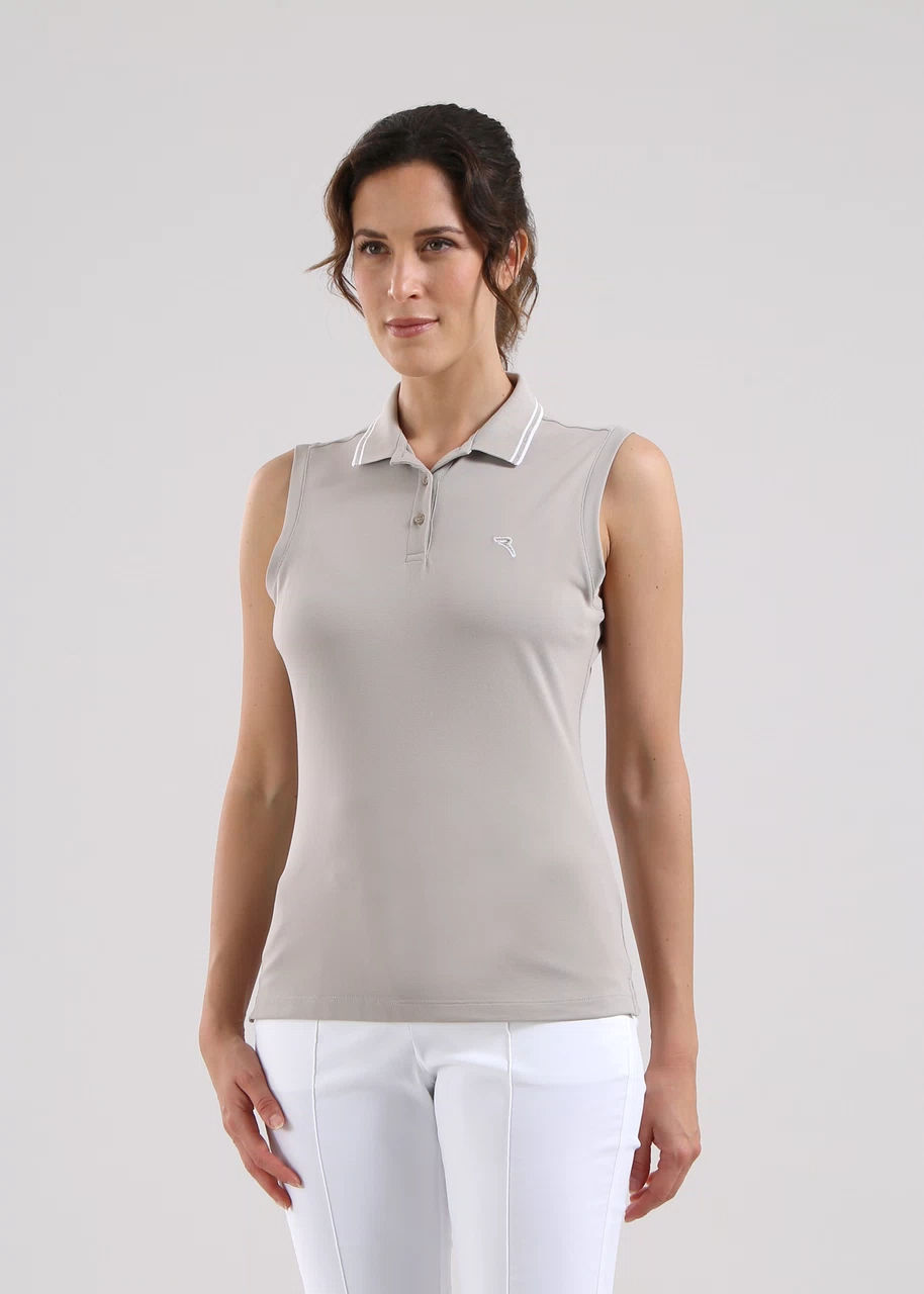 Chervo Women's AMACA Sleeveless Pique Polo - BEIGE