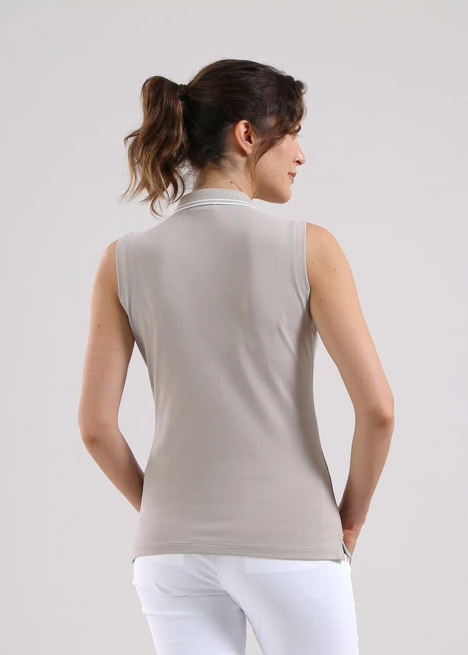 Chervo Women's AMACA Sleeveless Pique Polo - BEIGE