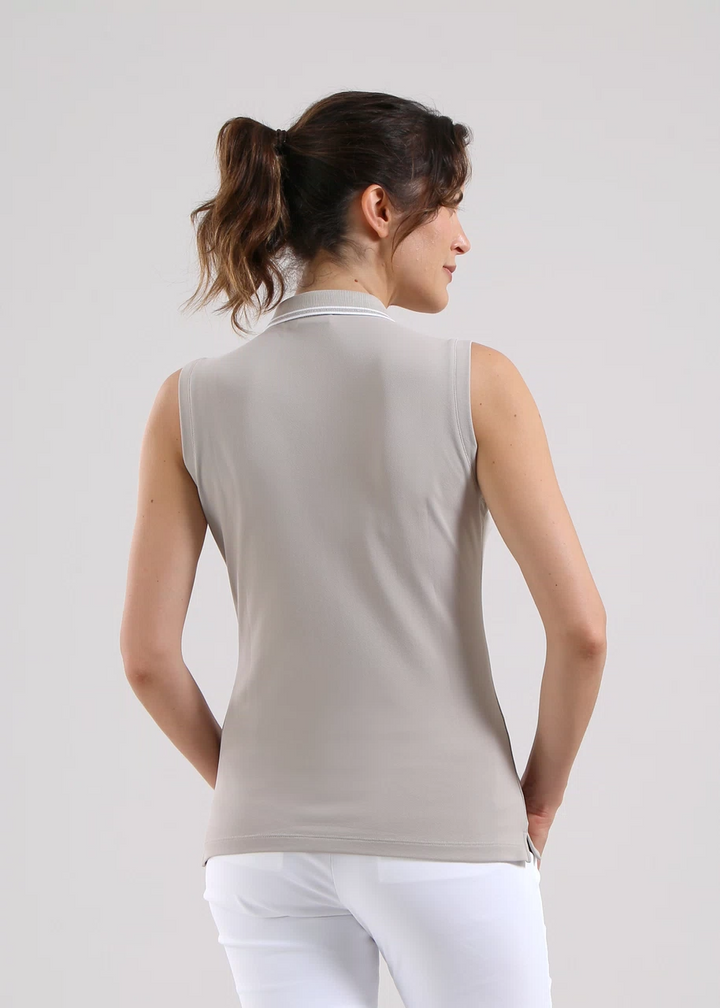 Chervo Women's AMACA Sleeveless Pique Polo - BEIGE