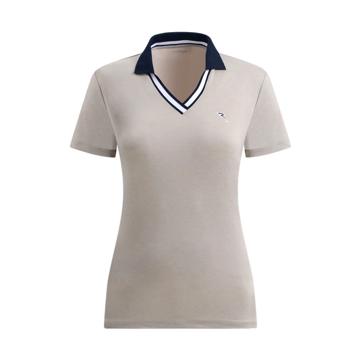 Chervo Women's AMBROSE Short Sleeve Lightweight Polo - BEIGE