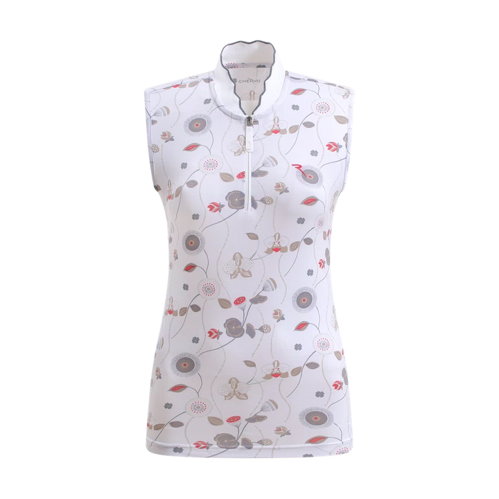 Chervo Women's ATTRACTIVE Sleeveless Polo - WHITE