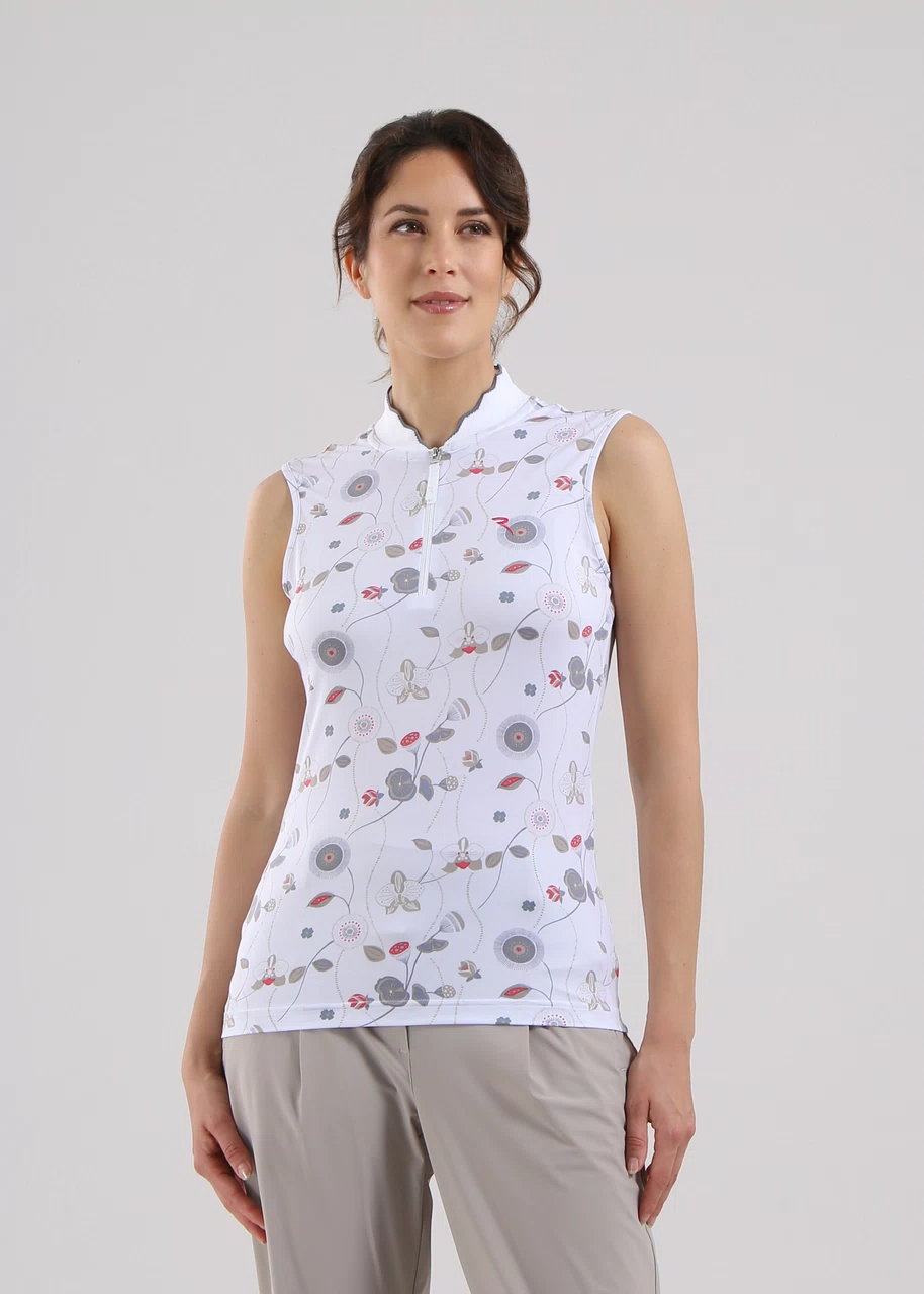 Chervo Women's ATTRACTIVE Sleeveless Polo - WHITE