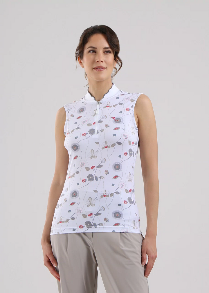 Chervo Women's ATTRACTIVE Sleeveless Polo - WHITE