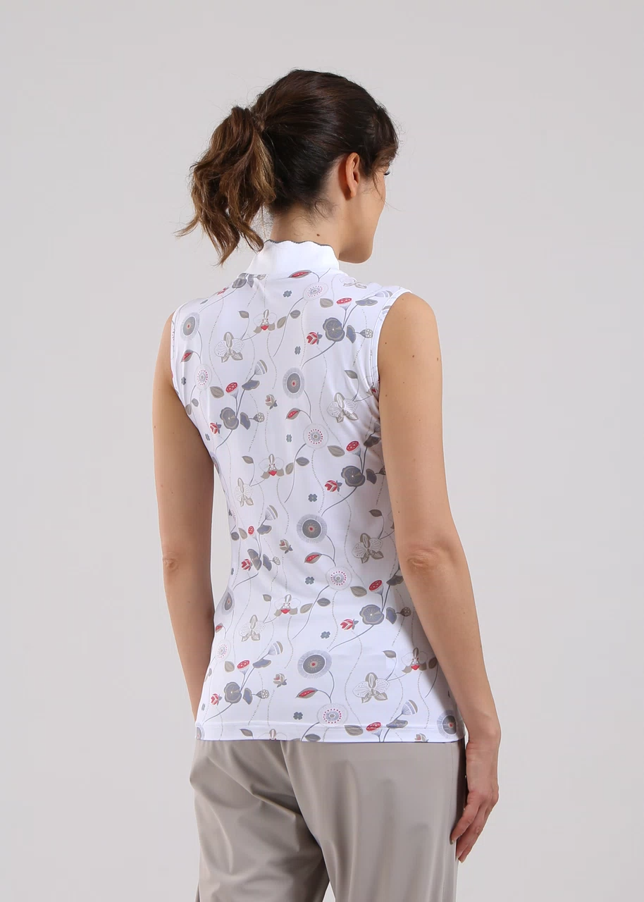 Chervo Women's ATTRACTIVE Sleeveless Polo - WHITE