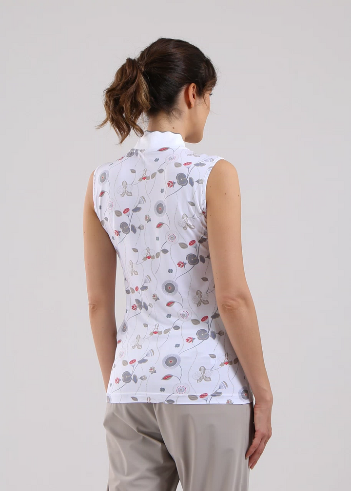 Chervo Women's ATTRACTIVE Sleeveless Polo - WHITE