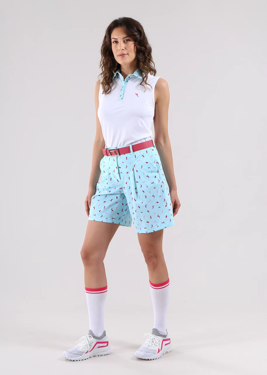 Chervo Women's AVIGNON Sleeveless Pique Polo - WHITE / POWDER BLUE