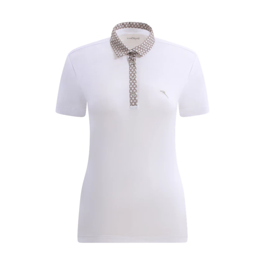 Chervo Women's AVARIZIA Short Sleeve Pique Polo - WHITE