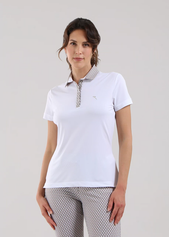 Chervo Women's AVARIZIA Short Sleeve Pique Polo - WHITE
