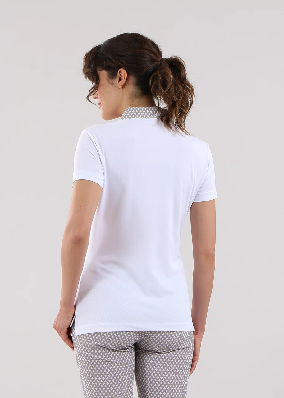 Chervo Women's AVARIZIA Short Sleeve Pique Polo - WHITE
