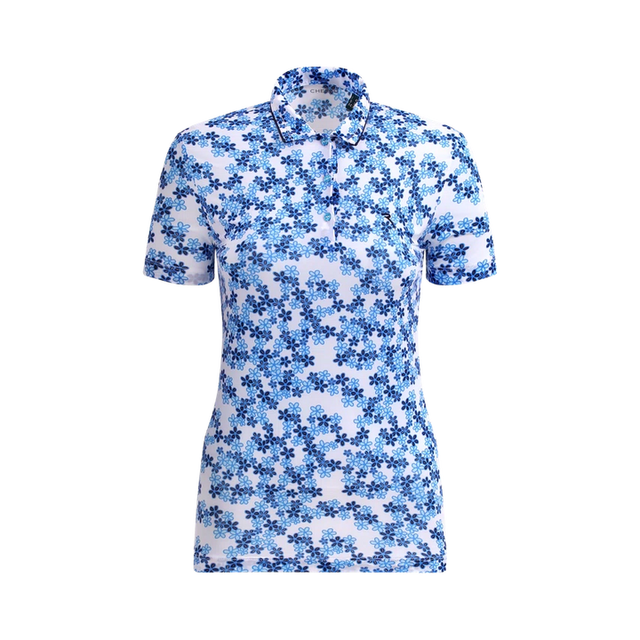 Chervo Women's ADDISABEBA Floral Print Polo - WHITE / BLUE