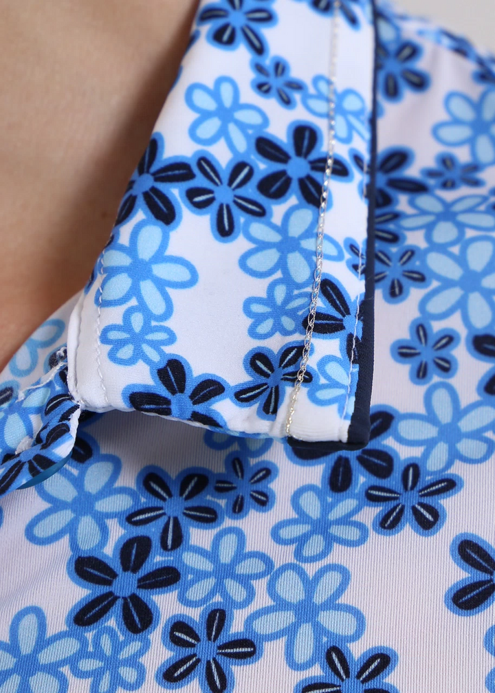 Chervo Women's ADDISABEBA Floral Print Polo - WHITE / BLUE