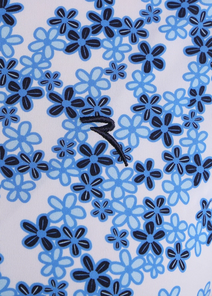 Chervo Women's ADDISABEBA Floral Print Polo - WHITE / BLUE