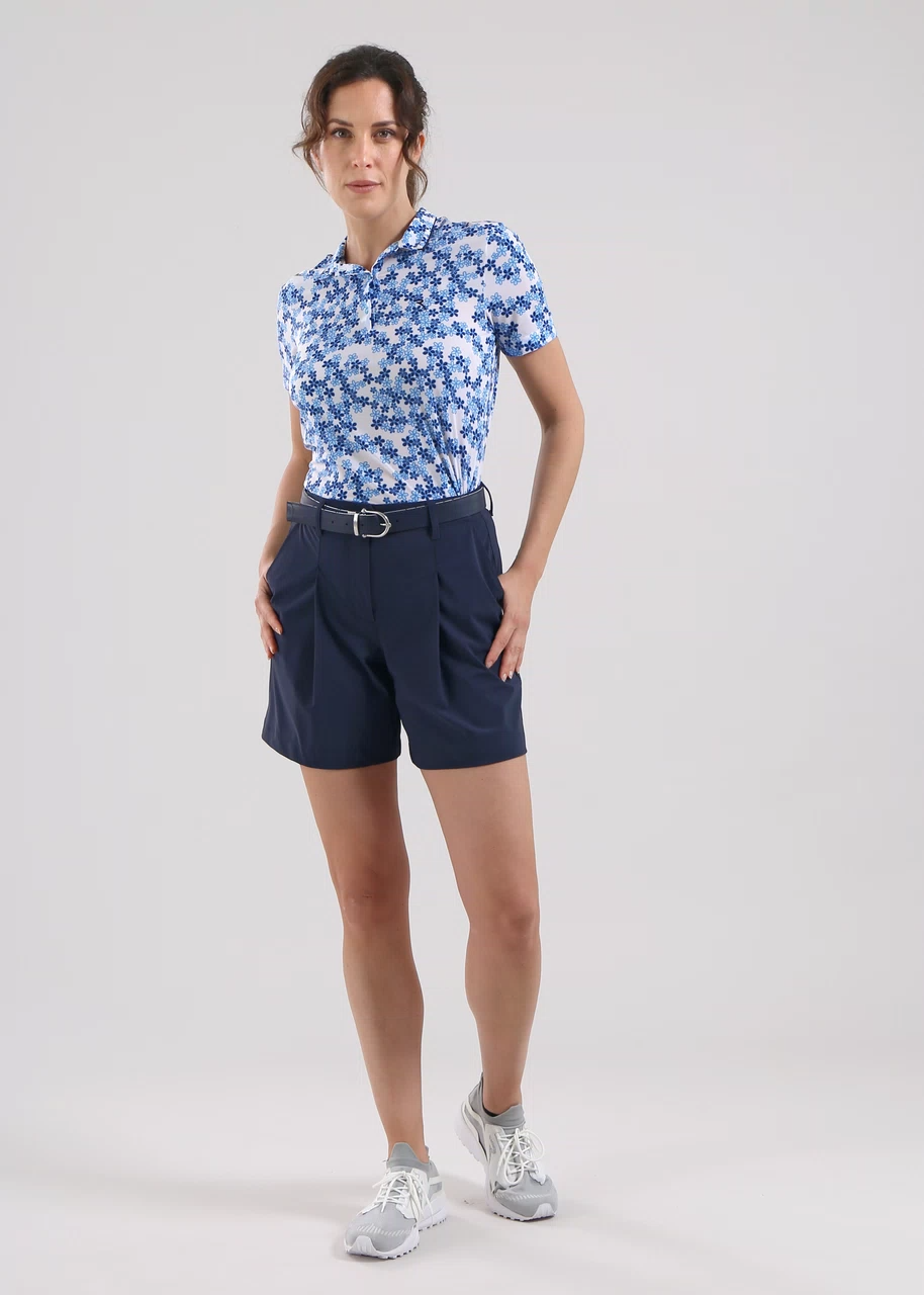 Chervo Women's ADDISABEBA Floral Print Polo - WHITE / BLUE
