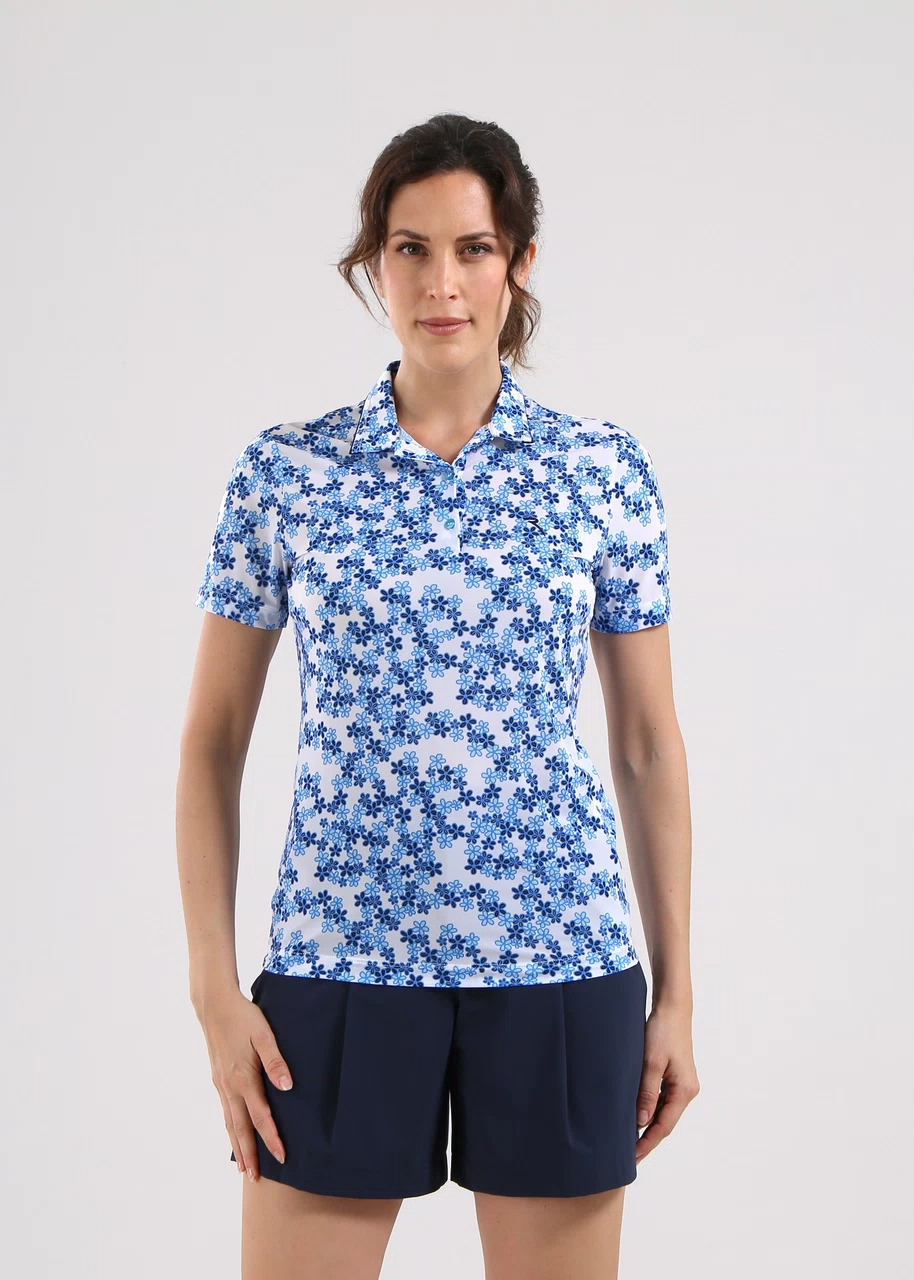 Chervo Women's ADDISABEBA Floral Print Polo - WHITE / BLUE