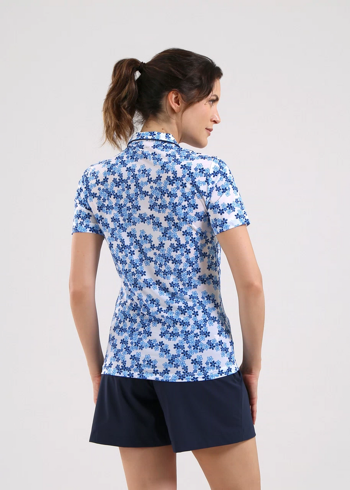 Chervo Women's ADDISABEBA Floral Print Polo - WHITE / BLUE