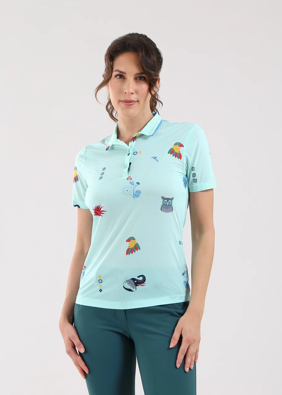 Chervo Women's ADDISABEBA Print Polo - SKY BLUE / SAFARI