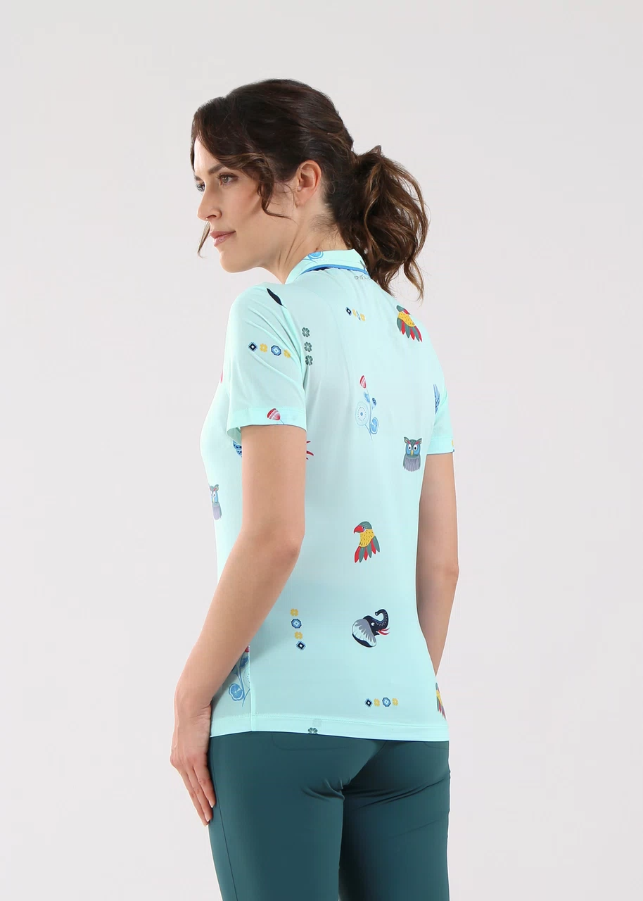 Chervo Women's ADDISABEBA Print Polo - SKY BLUE / SAFARI