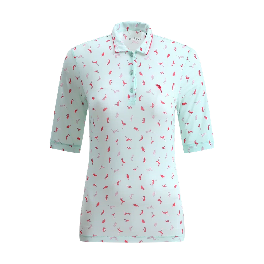 Chervo Women's AGADIR 3/4 Sleeve Print Polo - SKY BLUE / ROSE