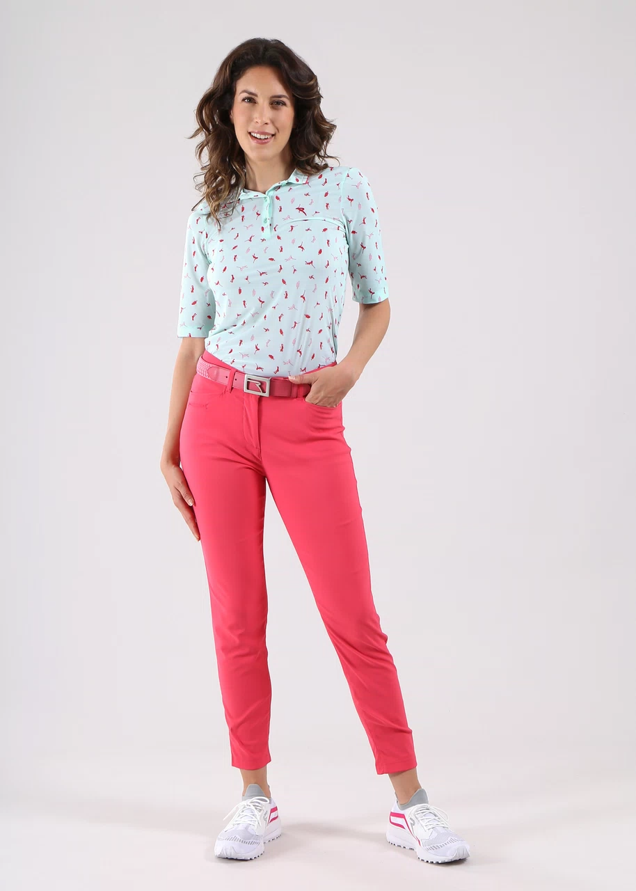 Chervo Women's AGADIR 3/4 Sleeve Print Polo - SKY BLUE / ROSE