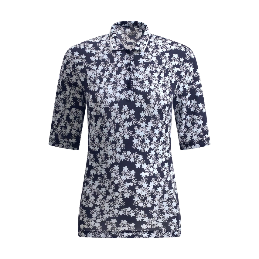 Chervo Women's AGADIR 3/4 Sleeve Floral Print Polo - NAVY / WHITE