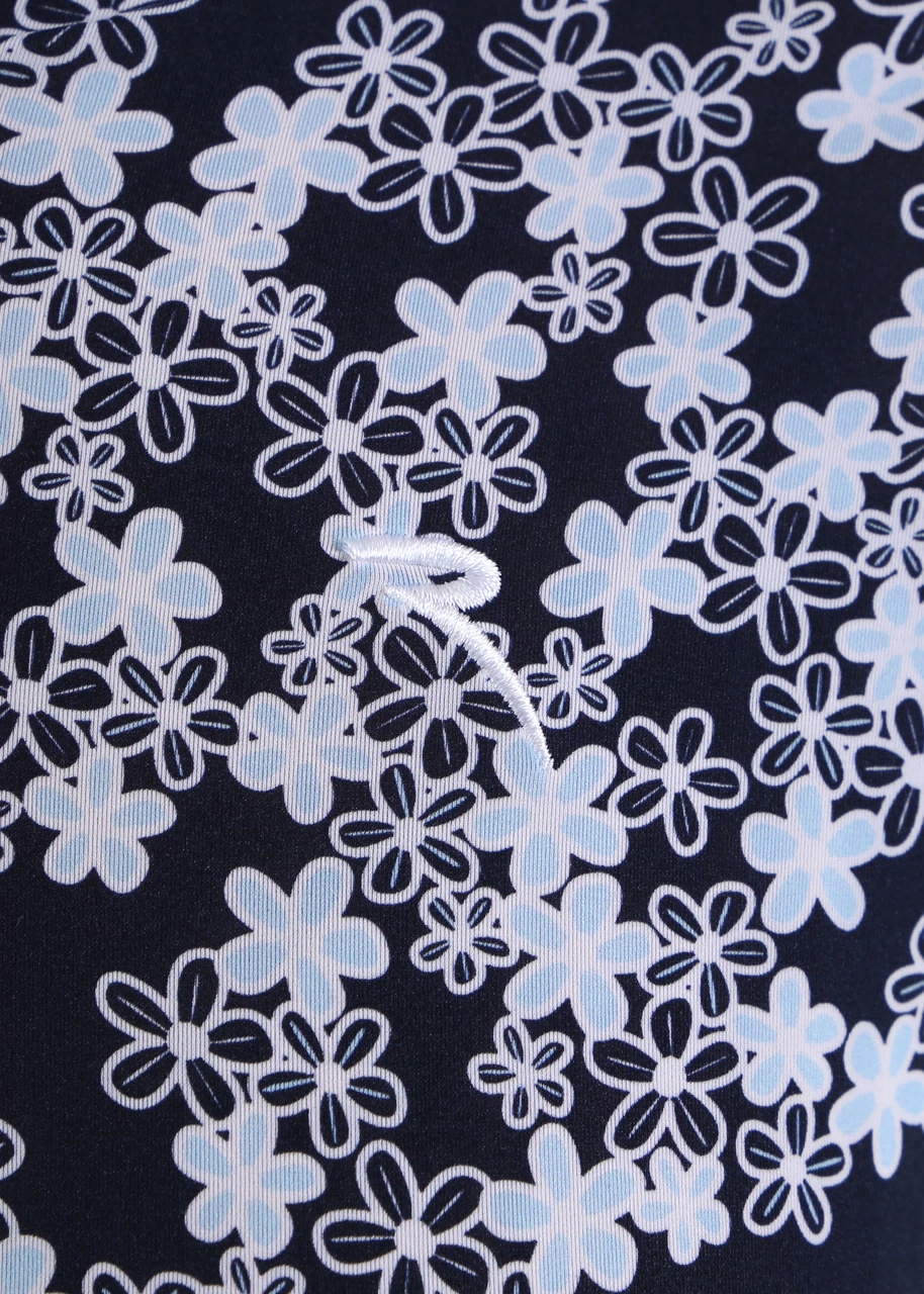 Chervo Women's AGADIR 3/4 Sleeve Floral Print Polo - NAVY / WHITE