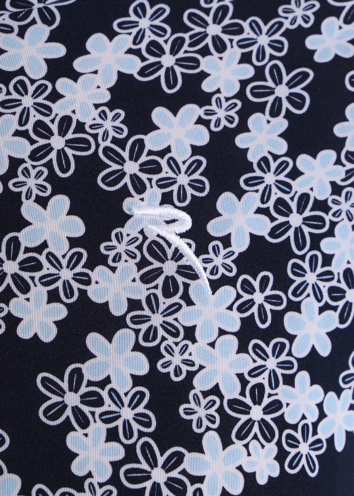 Chervo Women's AGADIR 3/4 Sleeve Floral Print Polo - NAVY / WHITE
